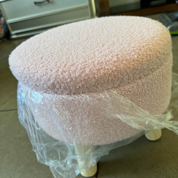 Pink Round Ottoman Stool - Picture 7 of 8